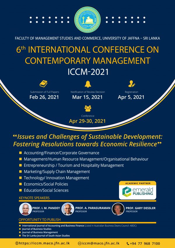 6th International Conference on Contemporary Management (ICCM2021